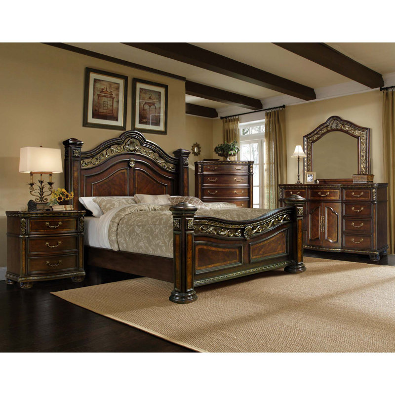 Astoria Grand Ensemble de chambre à coucher standard 4 pièces en bois